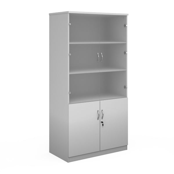 Deluxe Combination Unit with Glass Upper Doors 4 Shelves