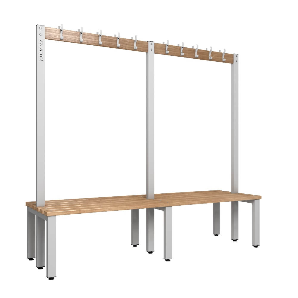 Double Cloakroom Bench and Coat Hook Rail 2000mm