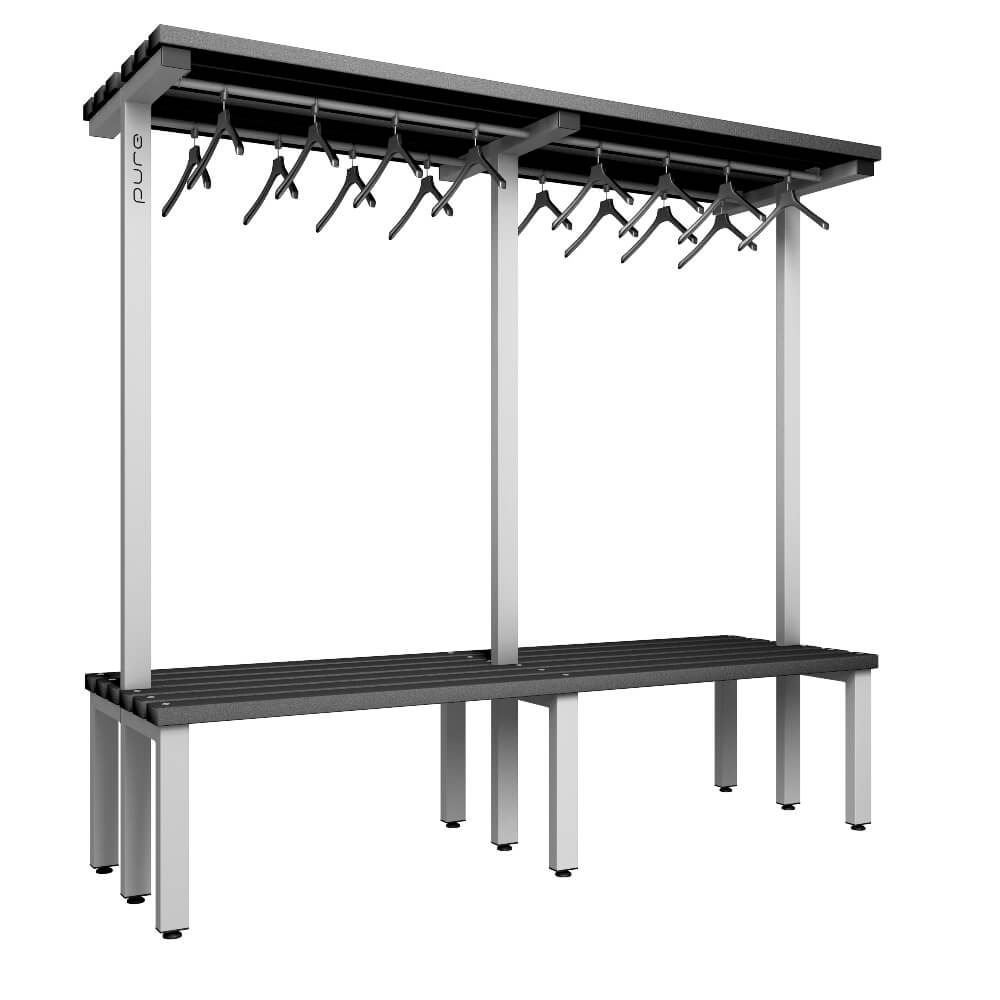 Double Cloakroom Bench and Hanger Rail 2000mm