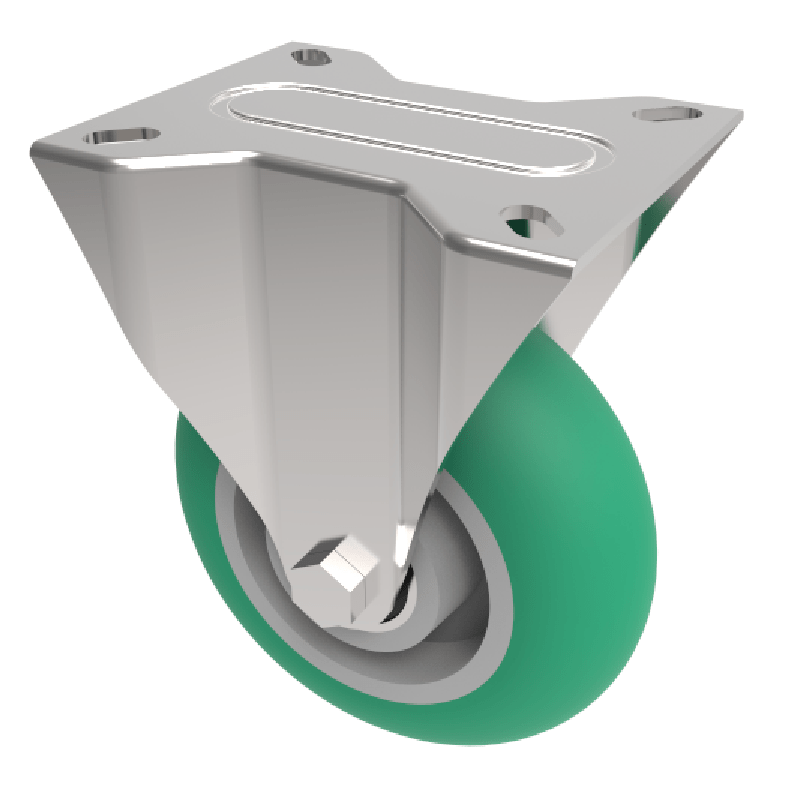 Soft Ergonomic Polyurethane Plate Fixed Castor 100mm 350kg Load