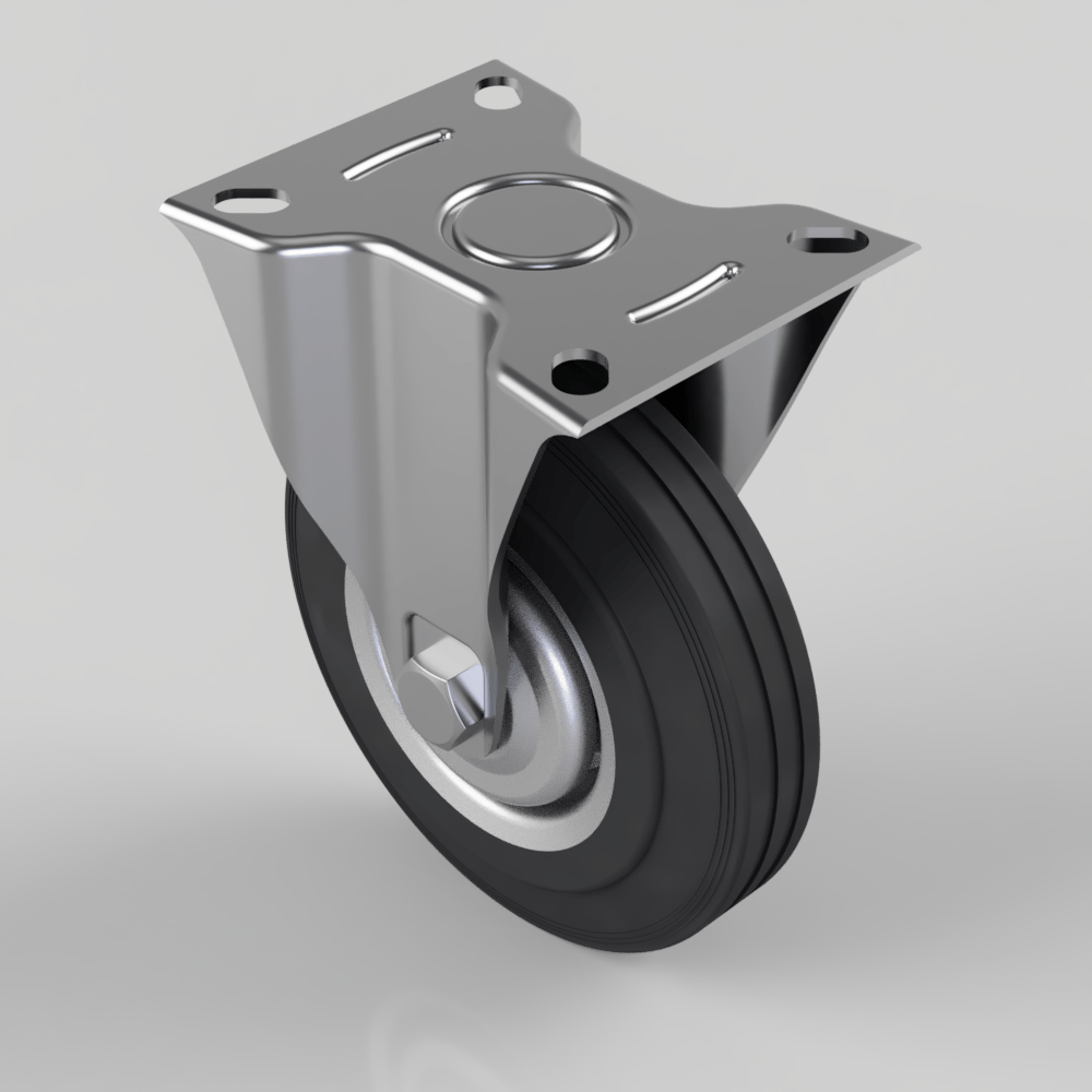 Pressed Steel Fixed Castor 125mm 100kg Load