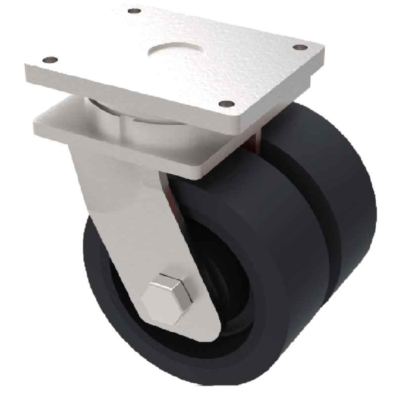 Elastic Rubber Cast Iron Plate Swivel Castor 250mm 2040kg Load