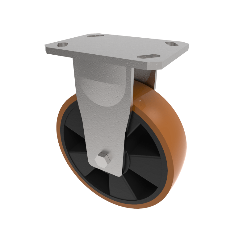 Polyurethane Nylon Plate Fixed Castor 125mm 400kg Load