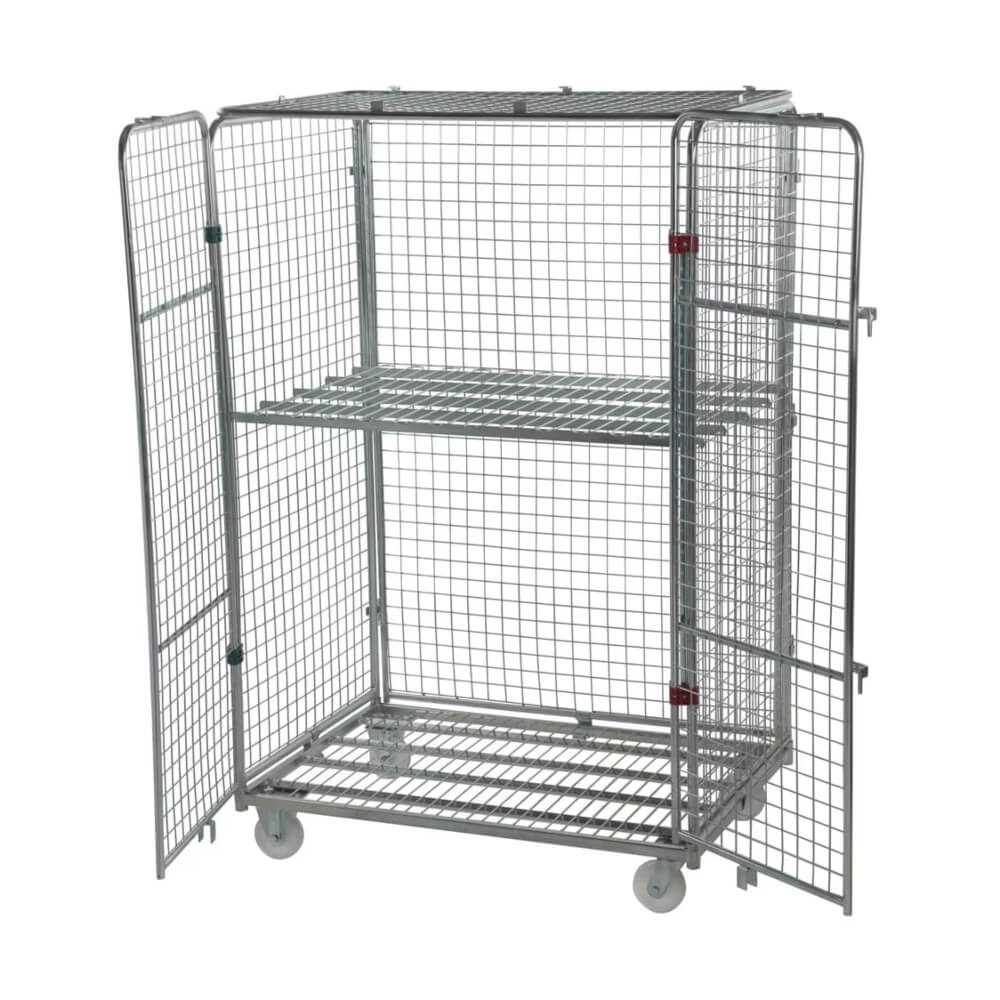 Four Sided Jumbo Security Roll Cage with 1 Shelf