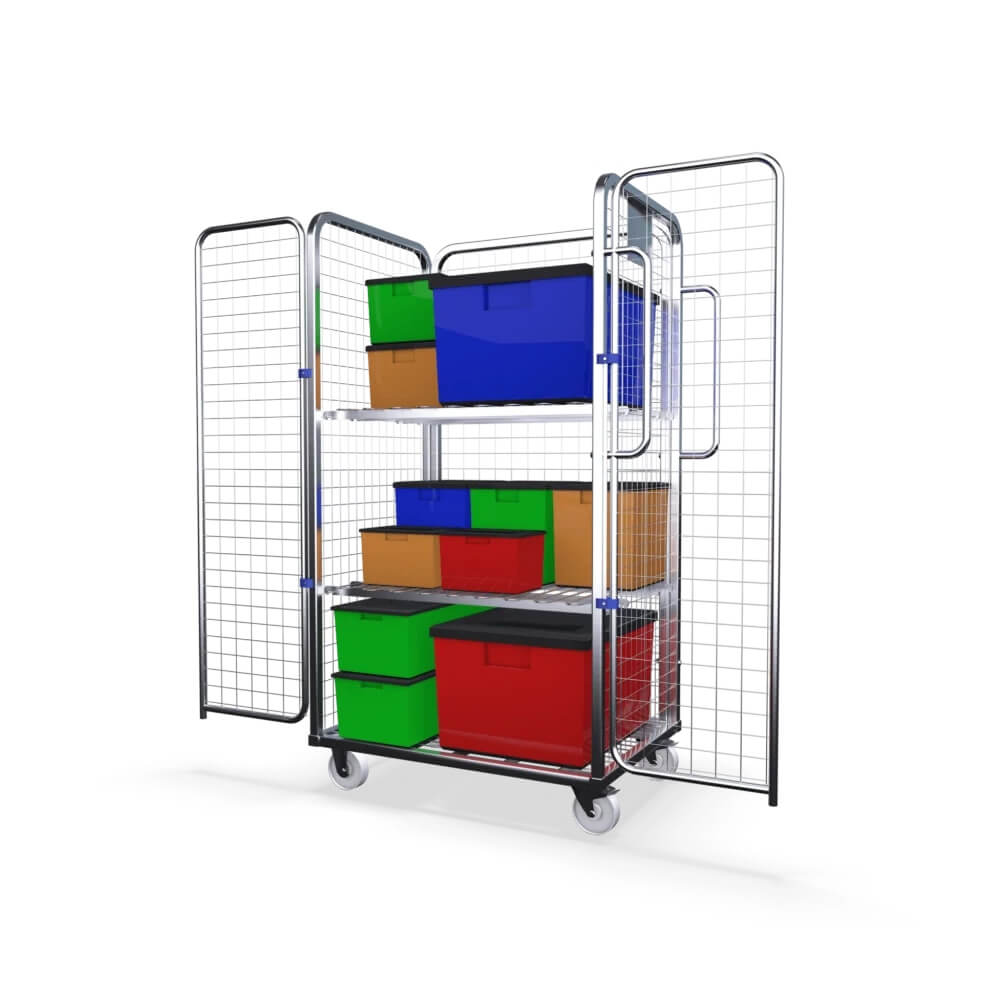 Four Sided Picking Trolley with Two Shelves