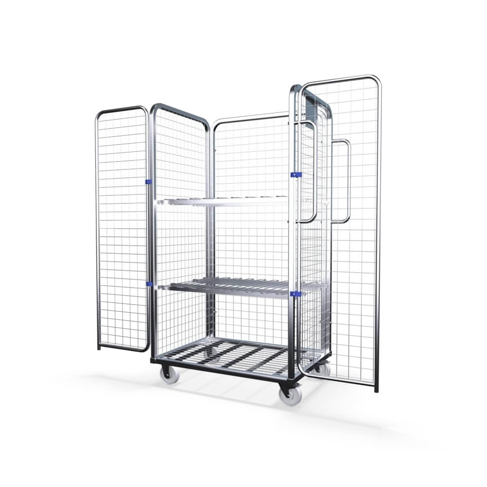 Four Sided Picking Trolley with Two Shelves