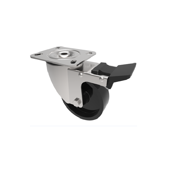 Glass Filled Technopolymer Resin Plate Swivel Castor Brake Locking Castor 100mm 180kg Load