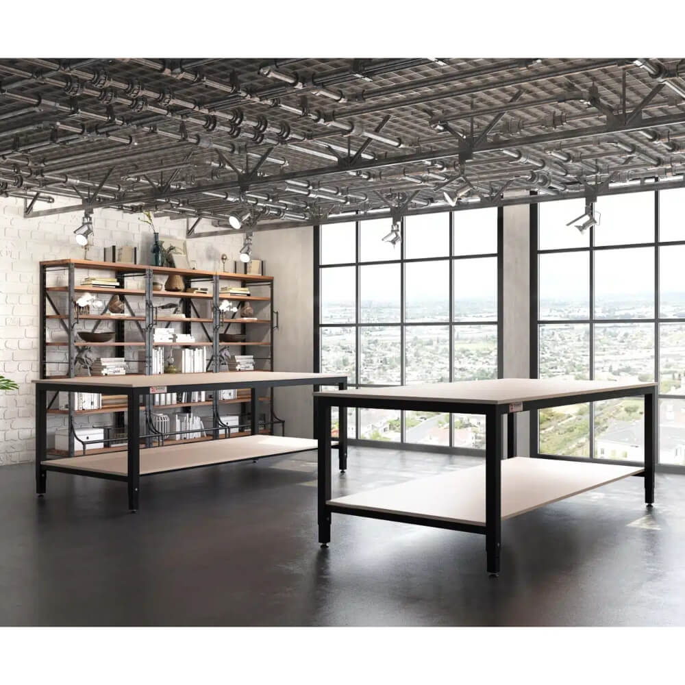 Heavy Duty Adjustable Workbench with Undershelf and MDF Top