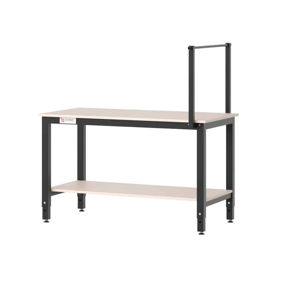 Heavy Duty Adjustable Workbench with Undershelf, Roll Dispenser and MDF Top