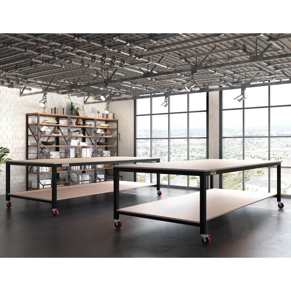 Heavy Duty Mobile Workbench with Undershelf and MDF Top