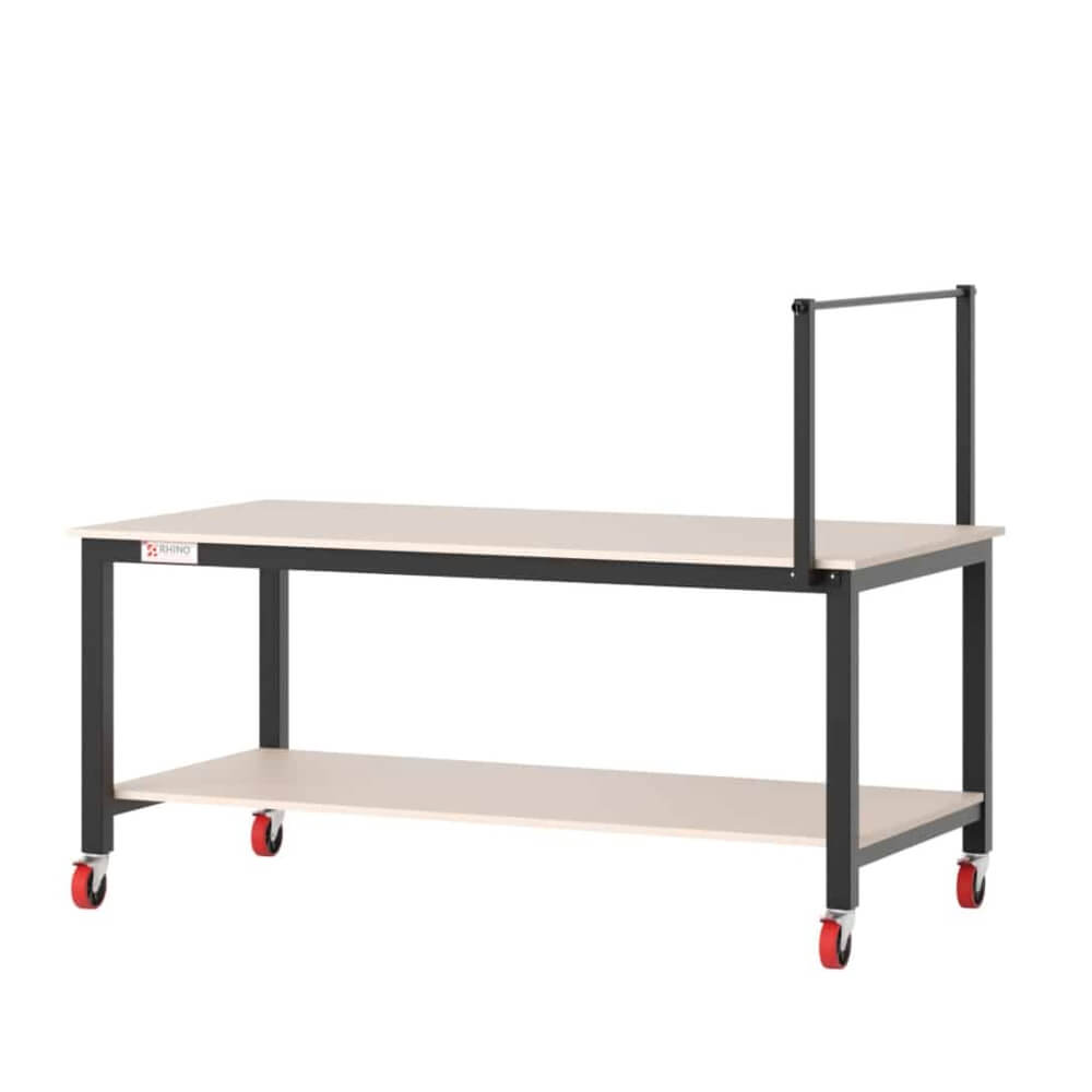Heavy Duty Mobile Workbench with Undershelf, Roll Dispenser and MDF Top