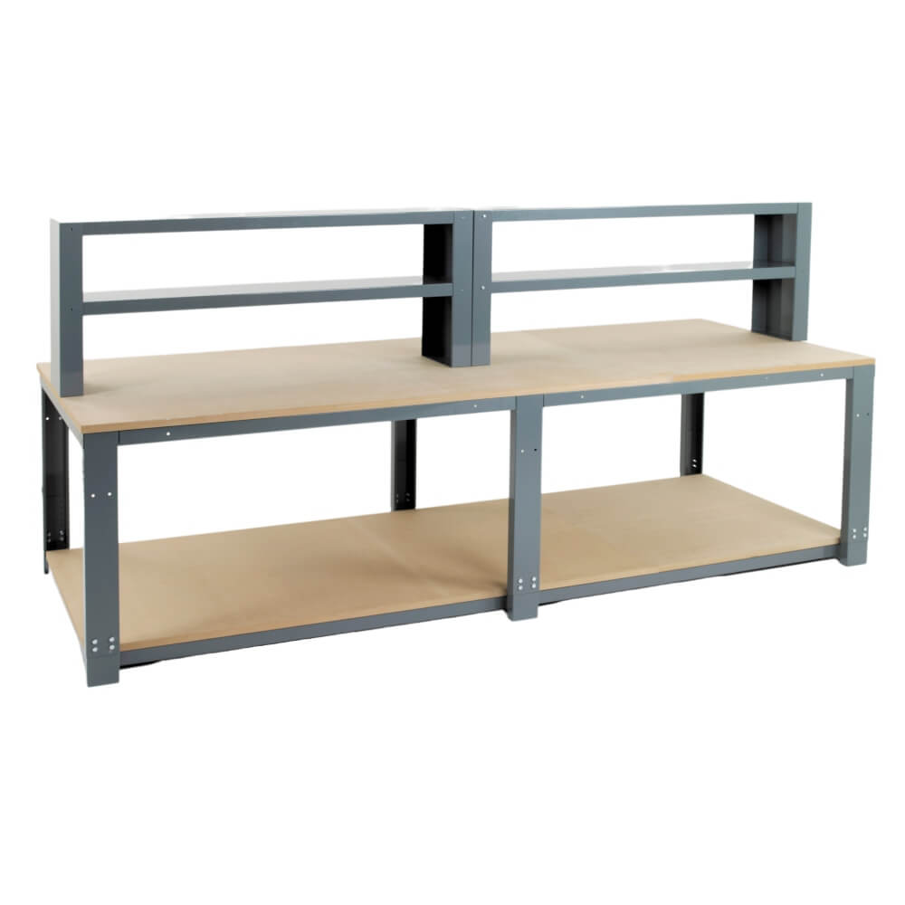 Heavy Duty Infinite Modular Workbench with Upper and Lower Shelves - 3000mm Width