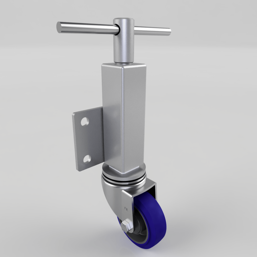 Blue Elastic Rubber 65ShoreA Plate Swivel Castor 100mm 200kg Load