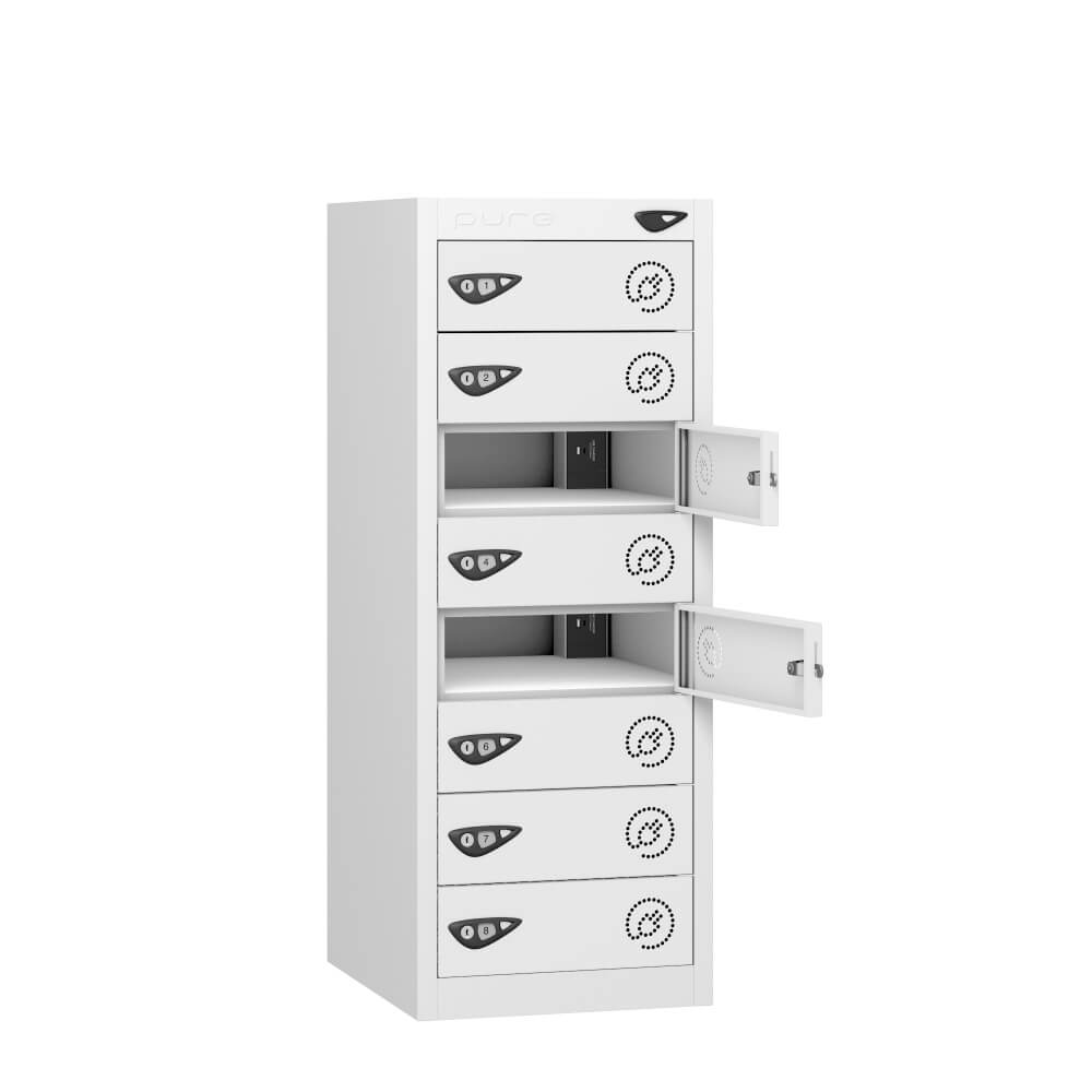 Low 8 Compartment Laptop Charging Locker with 8 Door Access