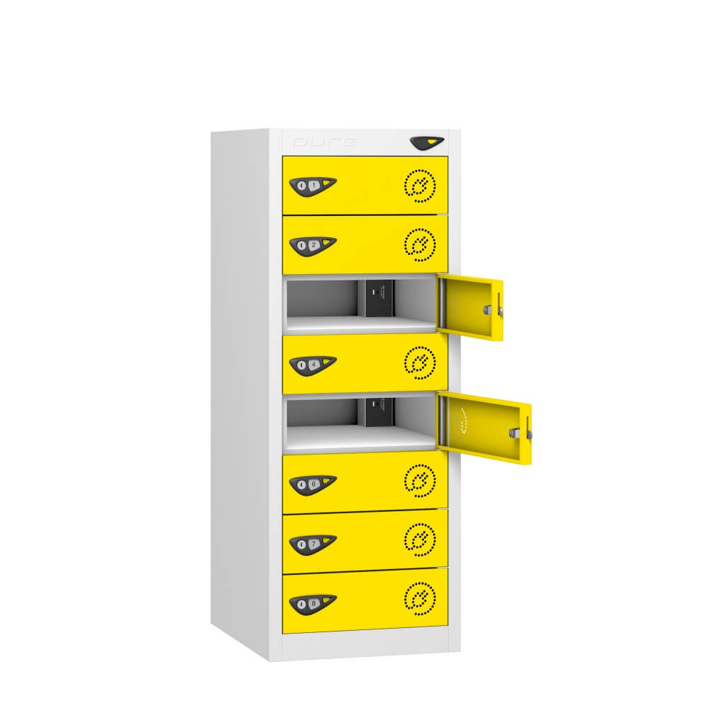Low 8 Compartment Laptop Charging Locker with 8 Door Access