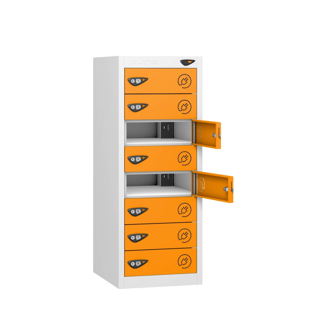 Low 8 Compartment Laptop Charging Locker with 8 Door Access