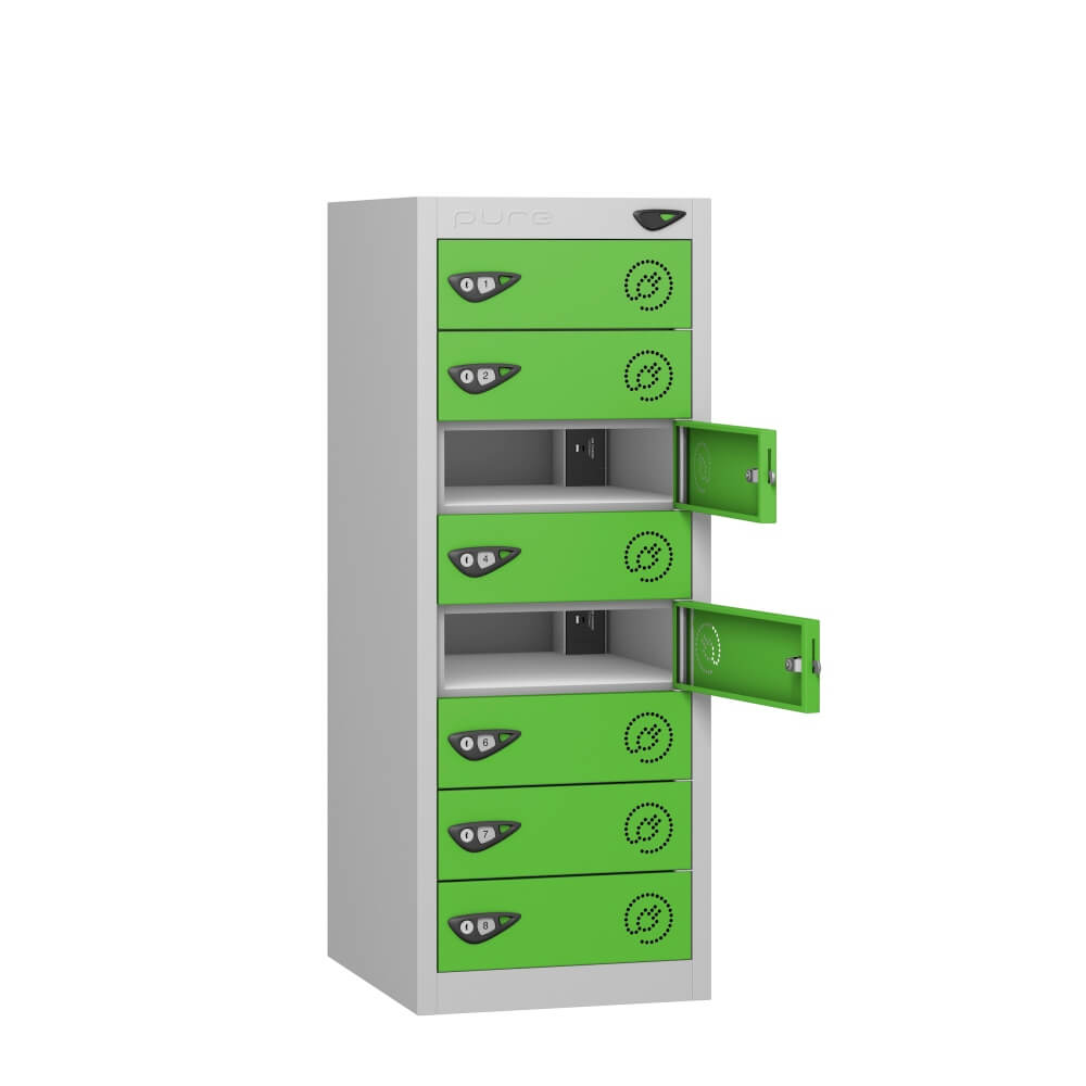 Low 8 Compartment Laptop Charging Locker with 8 Door Access