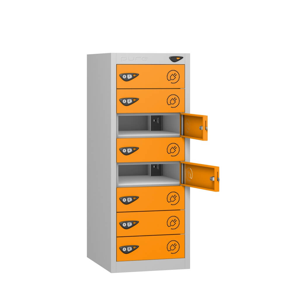 Low 8 Compartment Laptop Charging Locker with 8 Door Access