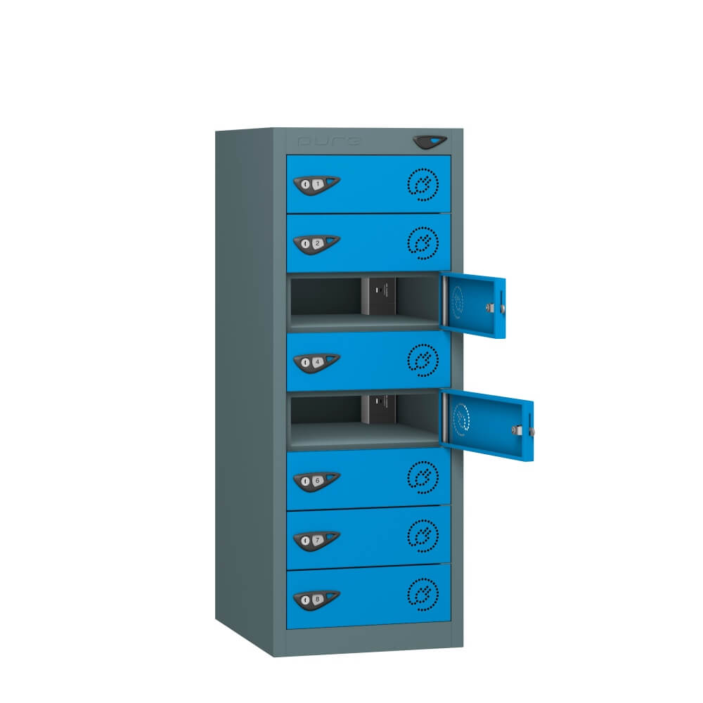 Low 8 Compartment Laptop Charging Locker with 8 Door Access