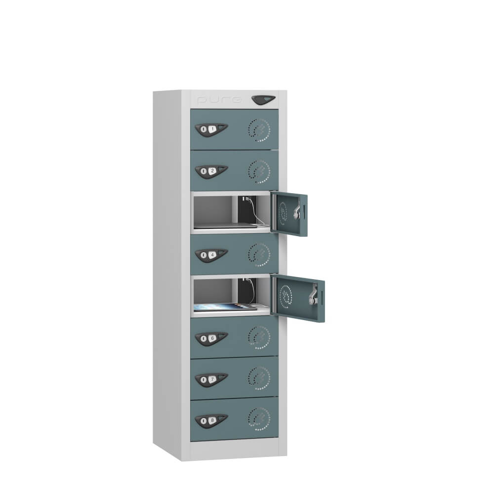 Low 8 Compartment Tablet Charging Locker with 8 Door Access