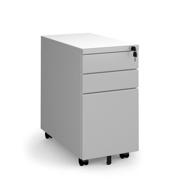 Steel 3 Drawer Narrow Mobile Pedestal