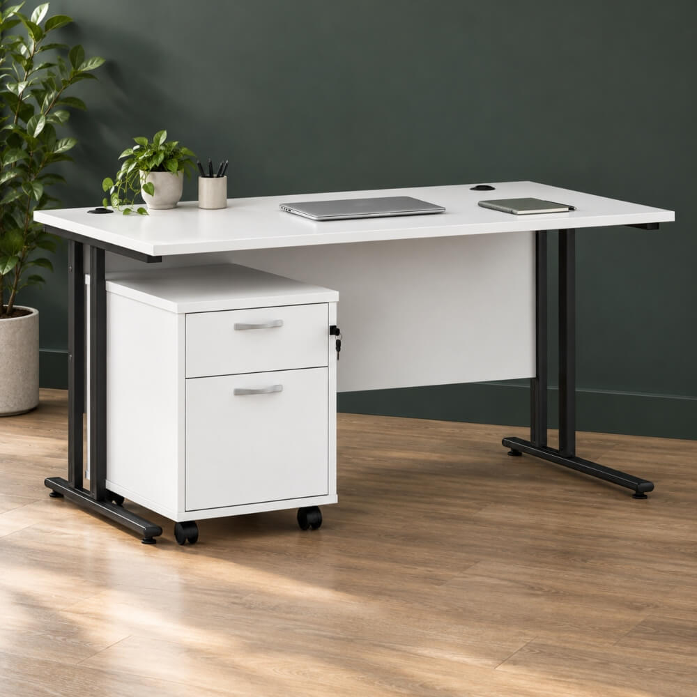 Maestro 25 Desk and Pedestal Bundle