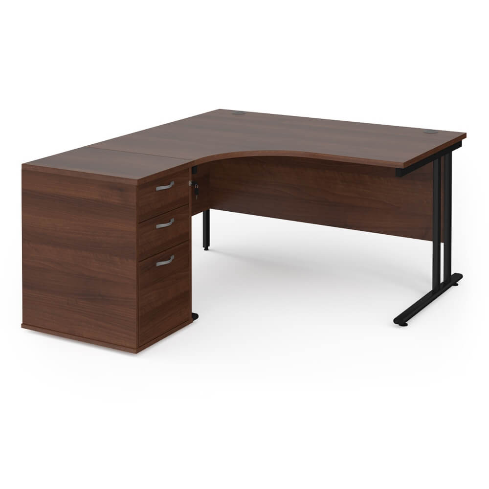 Maestro 25 Left-Hand Ergonomic Desk and Pedestal Bundle