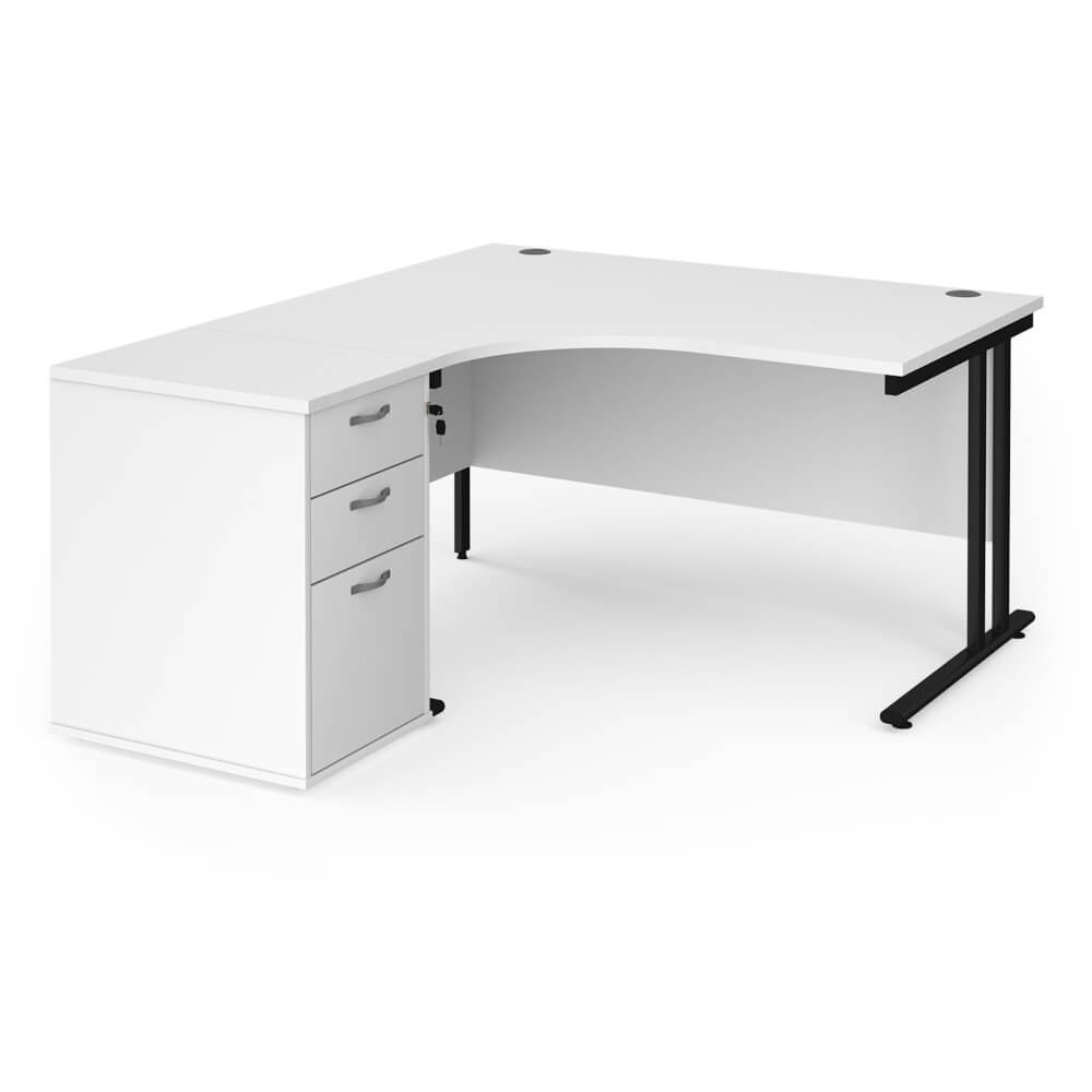 Maestro 25 Left-Hand Ergonomic Desk and Pedestal Bundle
