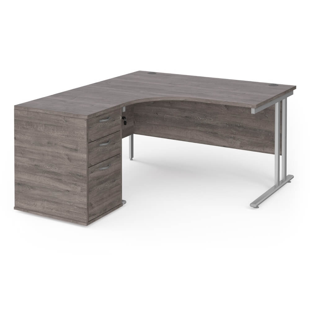 Maestro 25 Left-Hand Ergonomic Desk and Pedestal Bundle