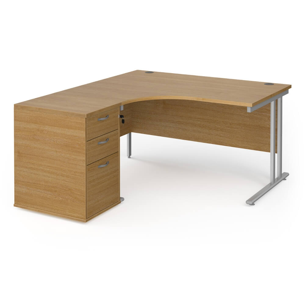 Maestro 25 Left-Hand Ergonomic Desk and Pedestal Bundle