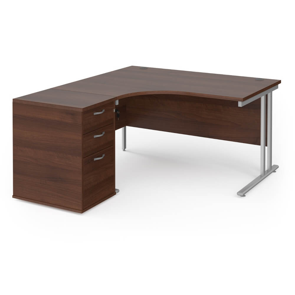 Maestro 25 Left-Hand Ergonomic Desk and Pedestal Bundle
