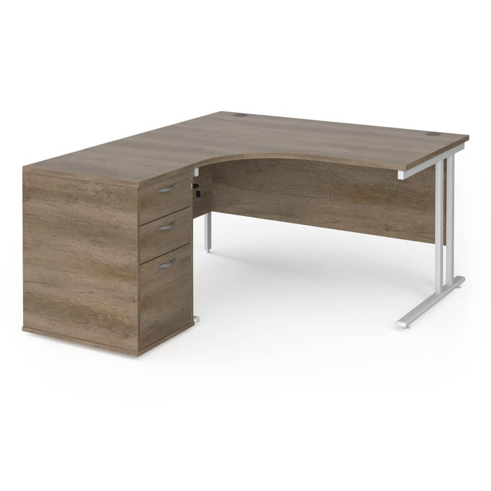 Maestro 25 Left-Hand Ergonomic Desk and Pedestal Bundle