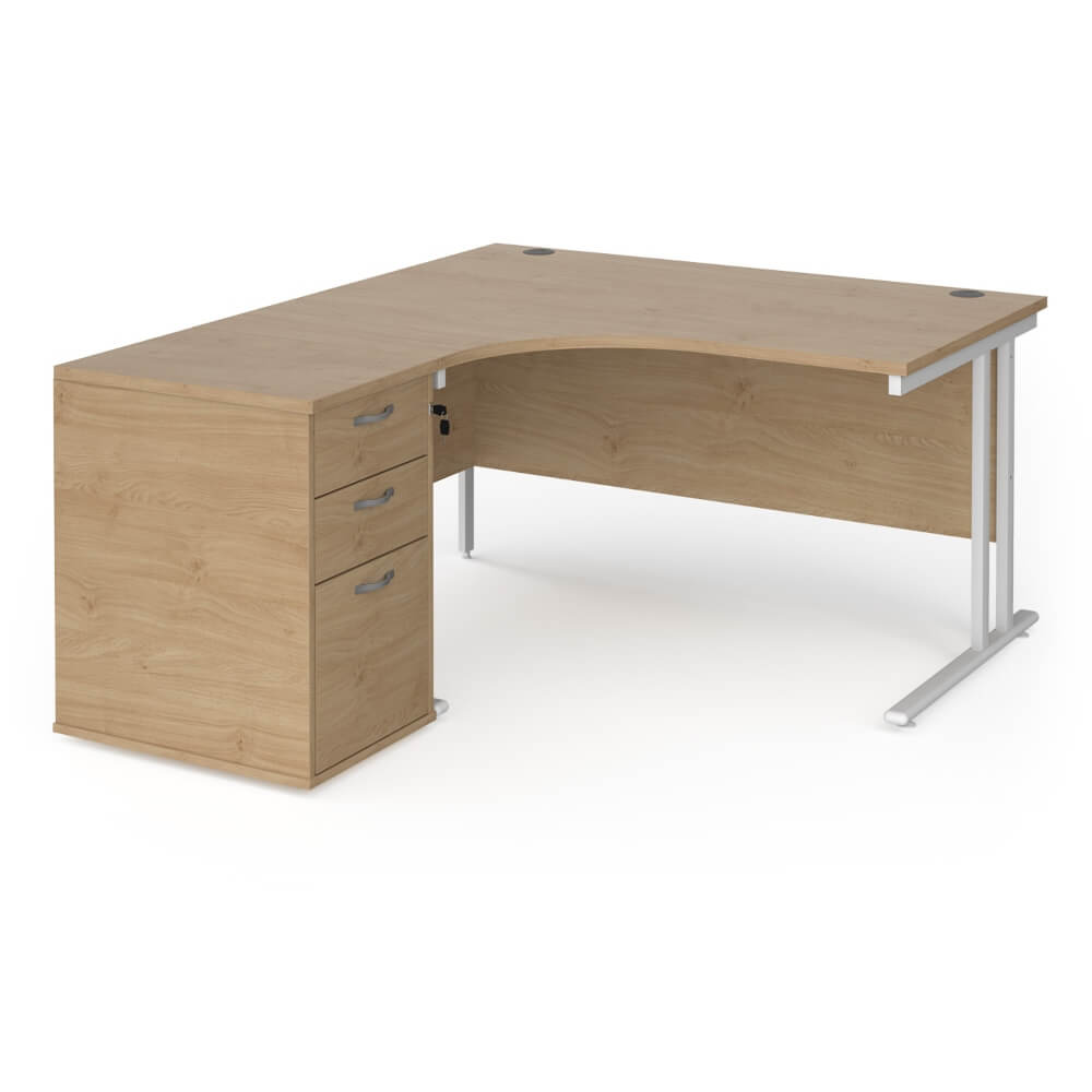 Maestro 25 Left-Hand Ergonomic Desk and Pedestal Bundle