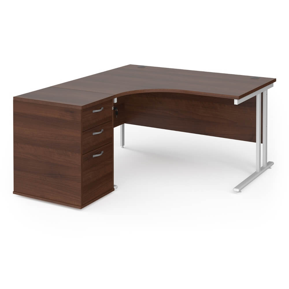 Maestro 25 Left-Hand Ergonomic Desk and Pedestal Bundle