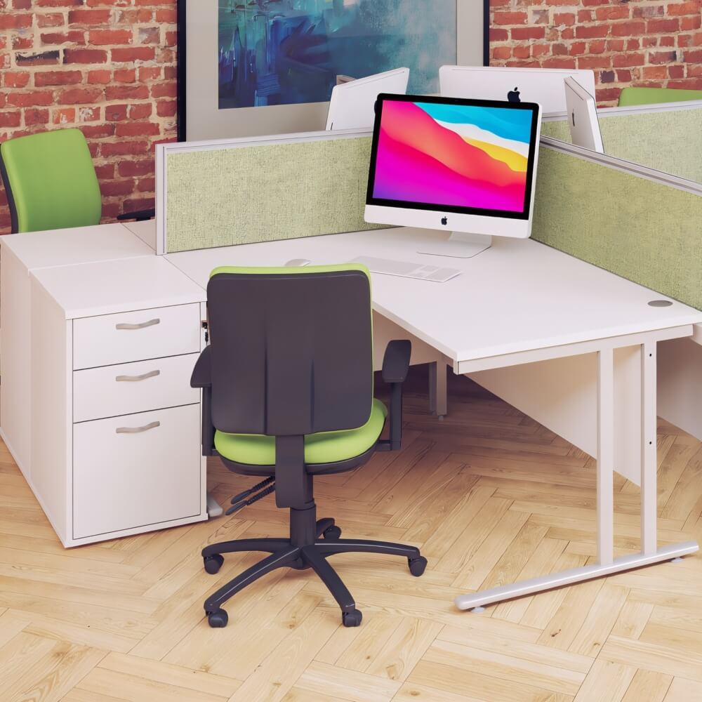 Maestro 25 Left-Hand Ergonomic Desk and Pedestal Bundle