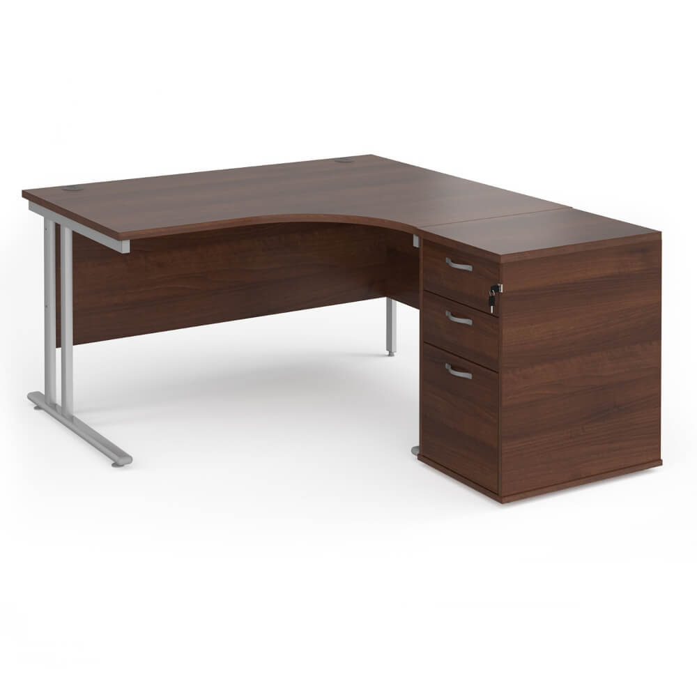 Maestro 25 Right-Hand Ergonomic Desk and Pedestal Bundle