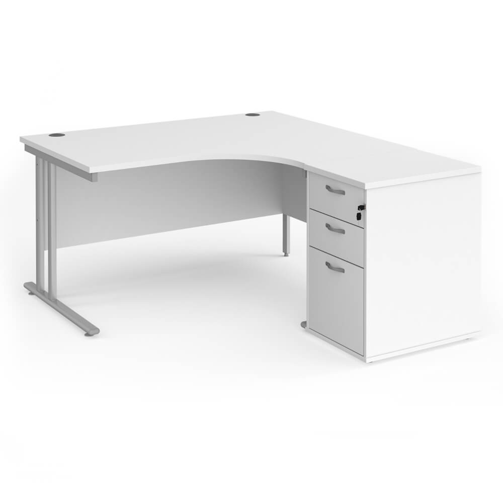 Maestro 25 Right-Hand Ergonomic Desk and Pedestal Bundle