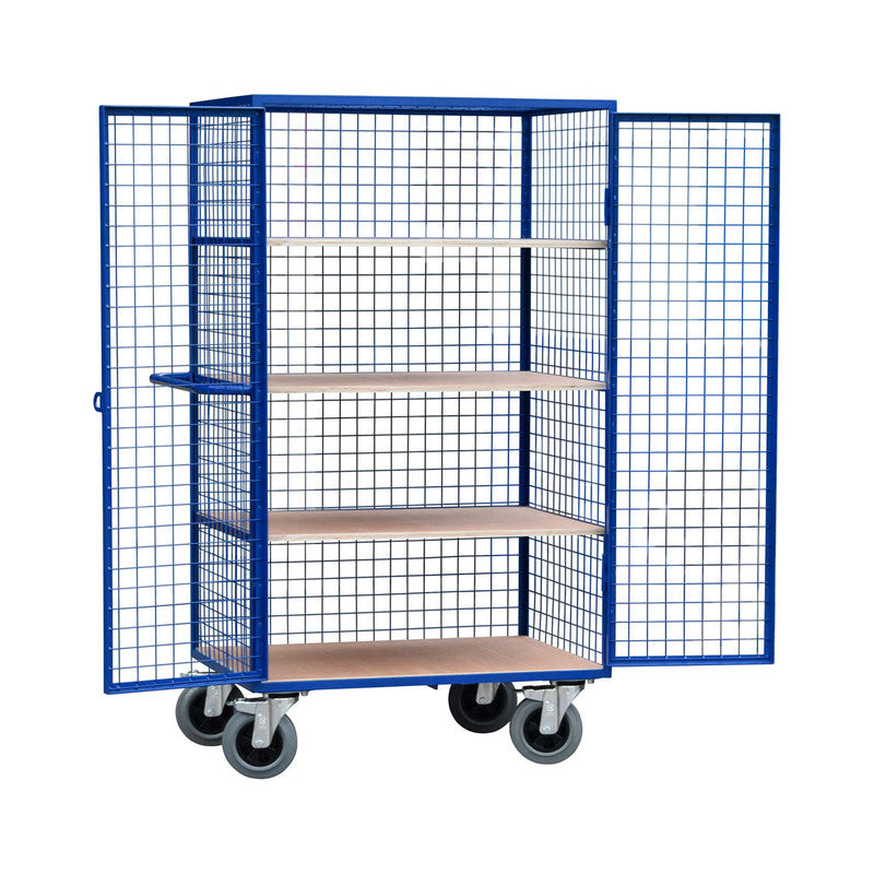 Mesh Security Storage Trolley - 4 Shelves