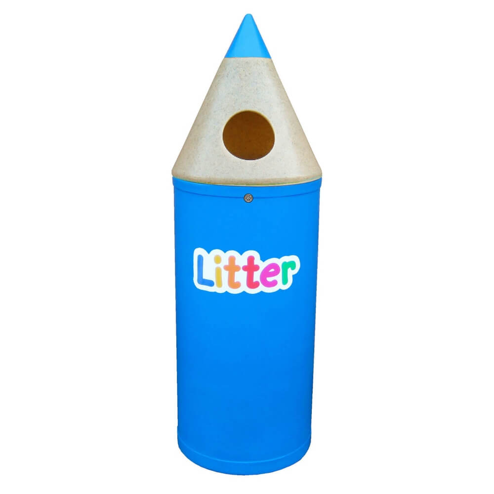 Pencil Litter Bin With Litter Graphics