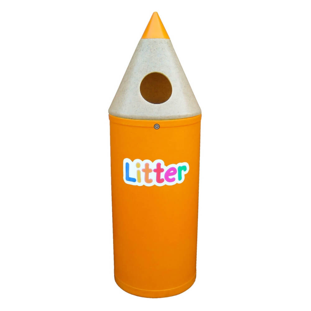 Pencil Litter Bin With Litter Graphics