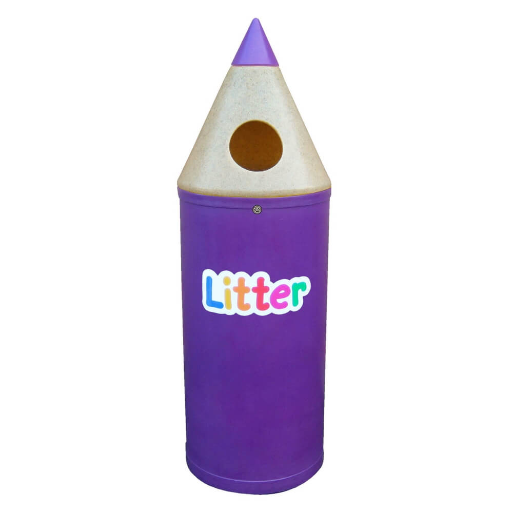 Pencil Litter Bin With Litter Graphics