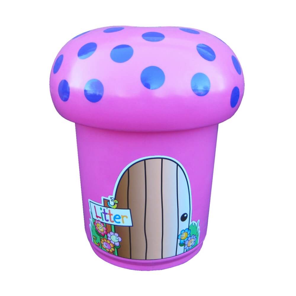 Mushroom Litter Bin With Spots and Door Graphics