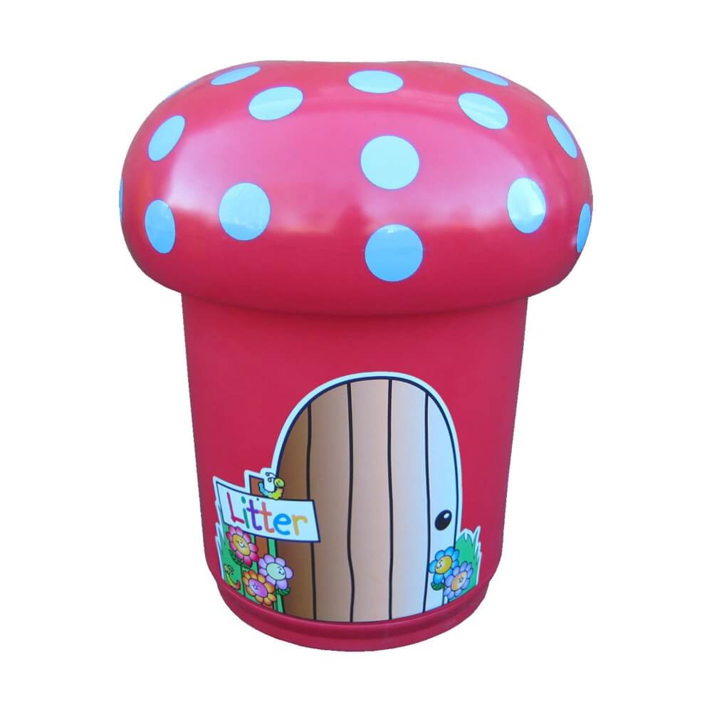 Mushroom Litter Bin With Spots and Door Graphics