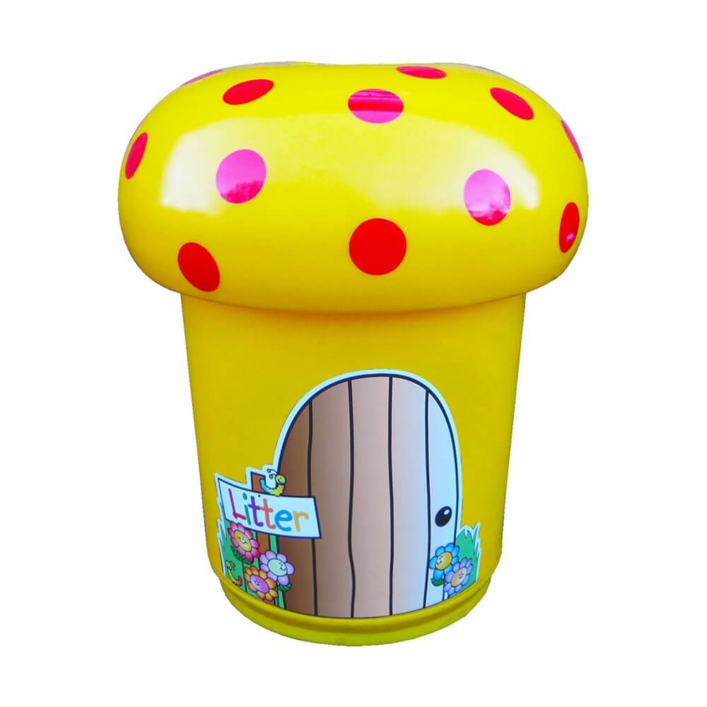Mushroom Litter Bin With Spots and Door Graphics