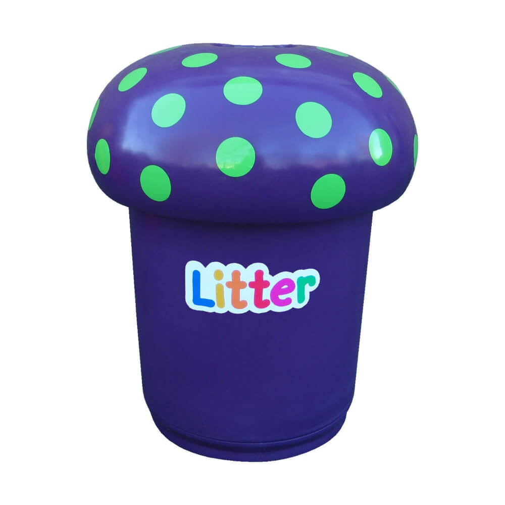 Mushroom Litter Bin With Spots and Litter Graphics