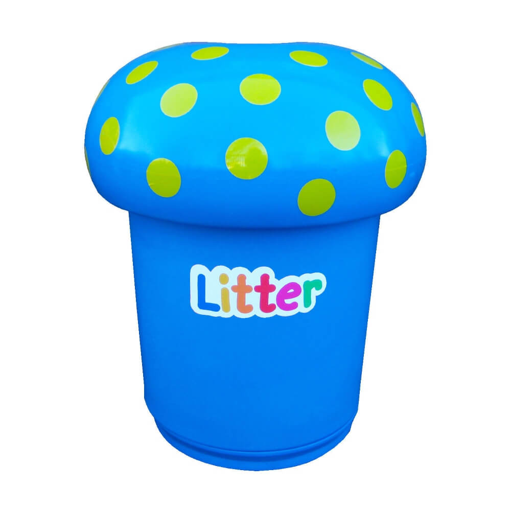 Mushroom Litter Bin With Spots and Litter Graphics