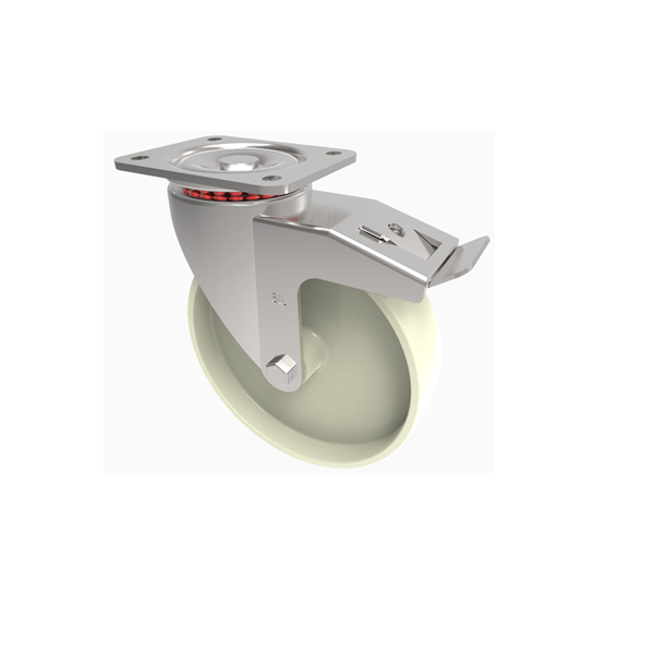 Nylon Plate Swivel Castor Brake 125mm 300kg Load