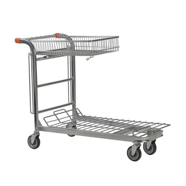 Nestable Stock Trolley with Folding Basket