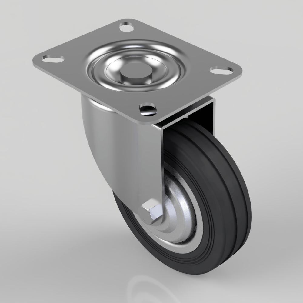 Rubber Plate Swivel 100mm Load 60kg