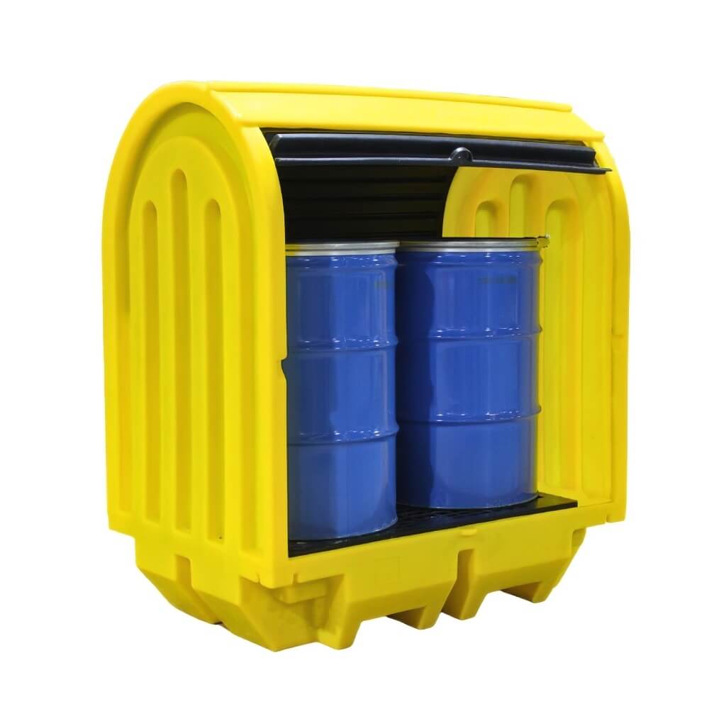 Polyethylene Hard Covered Drum Spill Pallet - 2 Drums